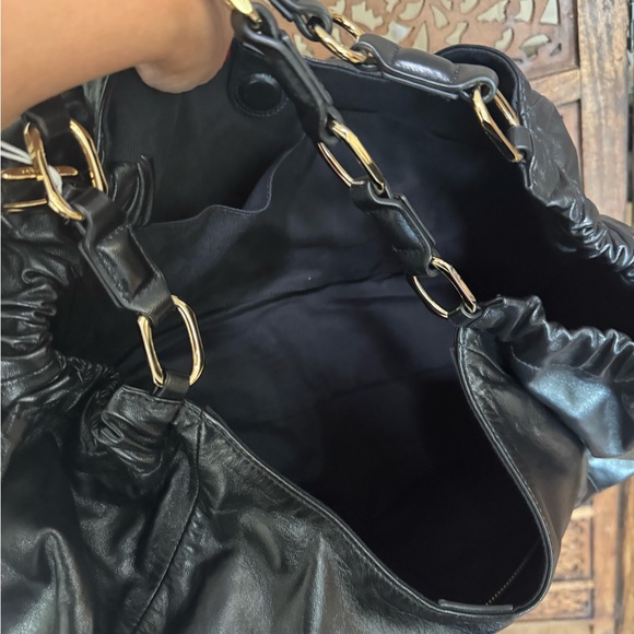 NEW NWT Anine Bing Kate Embossed Large Black Lamb Leather Hobo Shoulder Tote - Picture 6 of 6